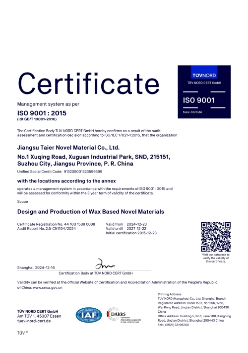 ISO 9001:2015 Quality Management System Certificate